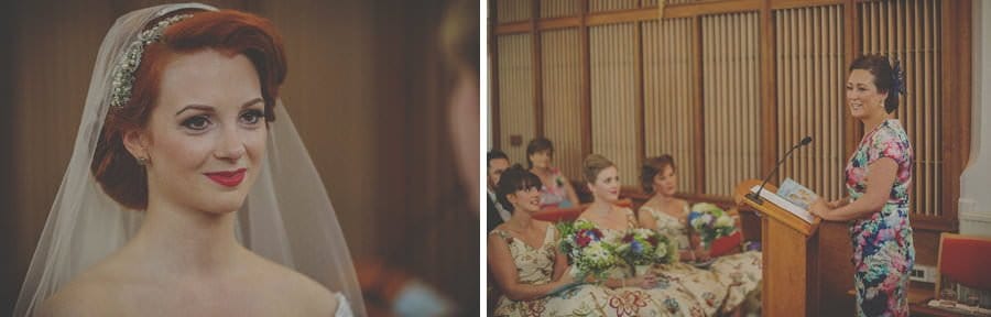 A wedding guest delivers a speech in church