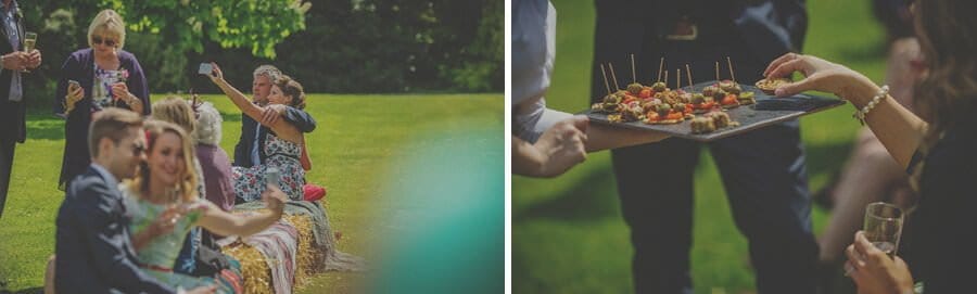 Canapes arrive in the garden