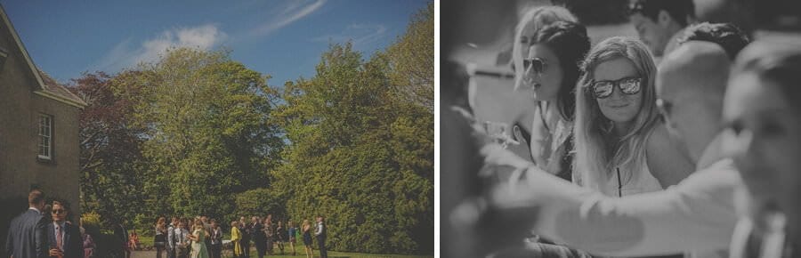Wedding guests in the gardens at Penmaen house