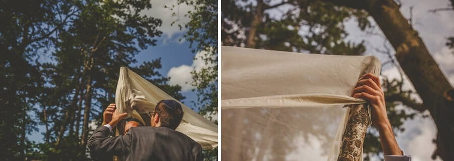 Wedding guests prepare for the outdoor wedding ceremony