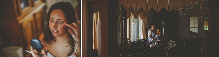 The bride has her make up applied by the make up artist