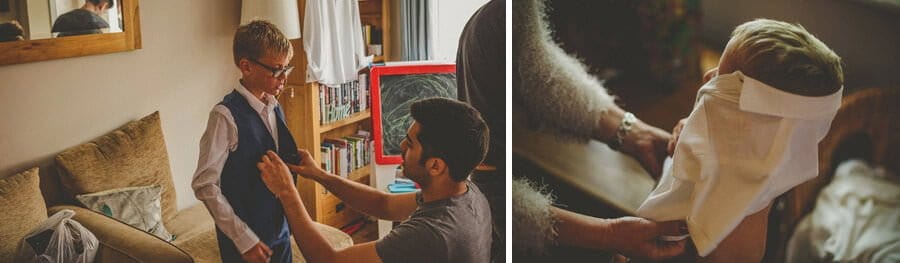 The groom and his son get ready for the wedding day