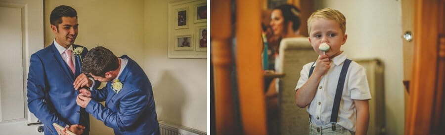 The groom and the best man put their jackets on