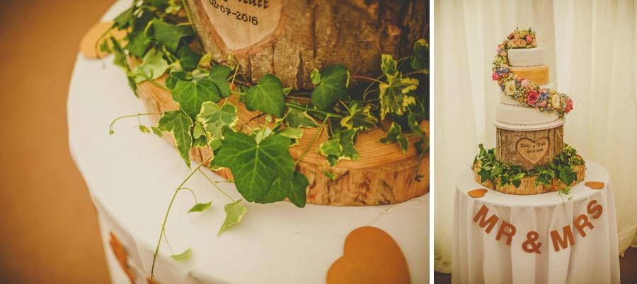 The wedding cake in the marquee
