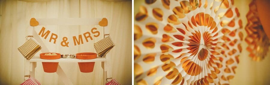 Wedding decorations in the marquee