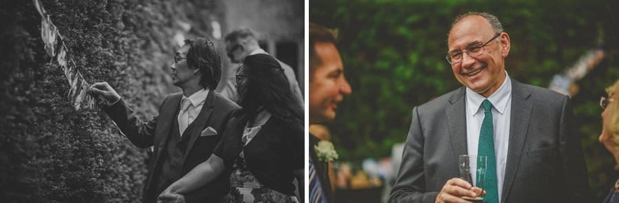 The grooms father looks at photographs