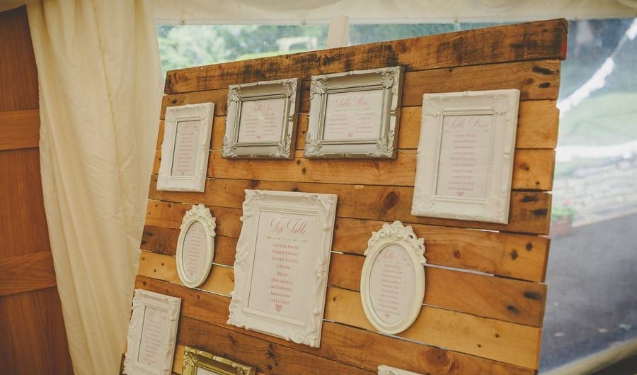 Frames of the table seating plan in the marquee