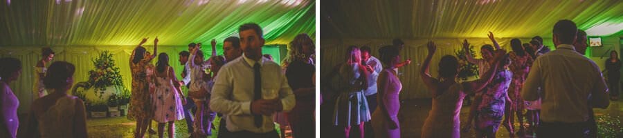 Wedding guests dance on the dancefloor