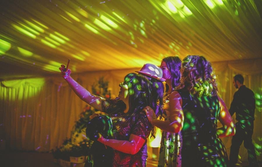 Wedding guests dancing
