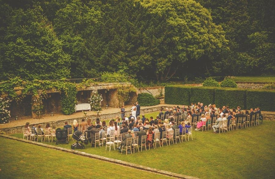 The outdoor ceremony on the front lawn at Voewood