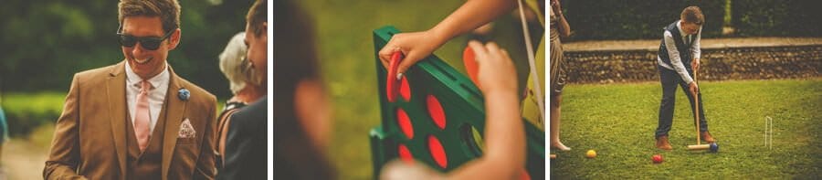 Lawn games at the front of Voewood house