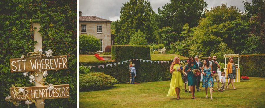 Guests arriving to the outdoor ceremony