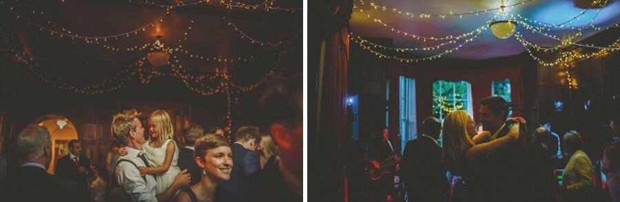 A girl is picked up by a wedding guest on the dancefloor