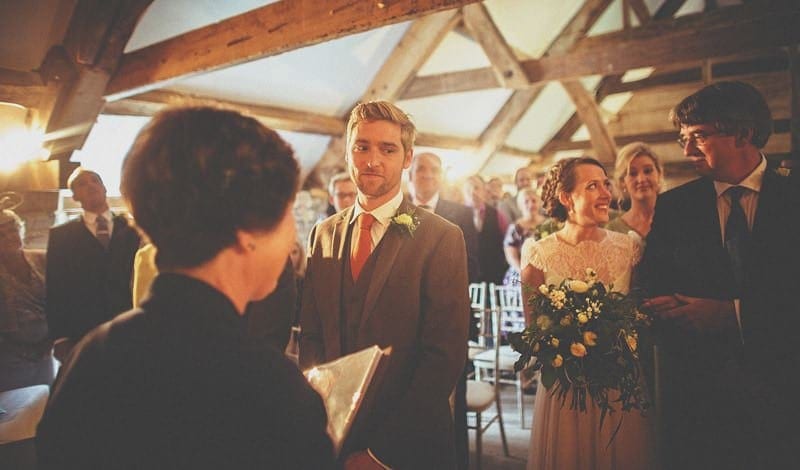 The bride and her father arrive at the wedding ceremony