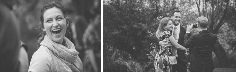 Wedding guests on the front lawn at Almonry Barn