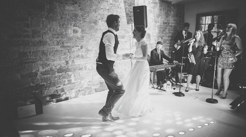 The bride and grooms first dance at Almonry Barn