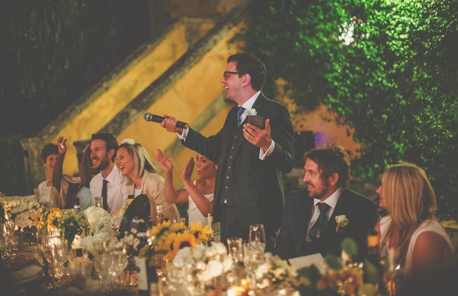 A joke is told by the groom