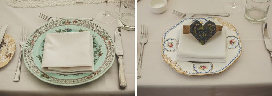 The wedding table and plates