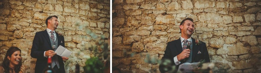The groom stands up and makes a speech