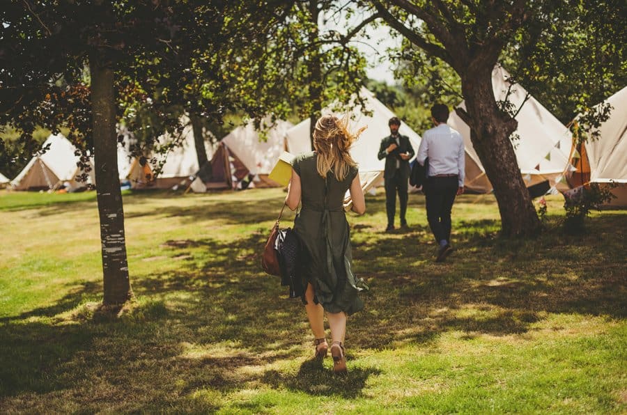 Wedding guests arriving at Mill farm