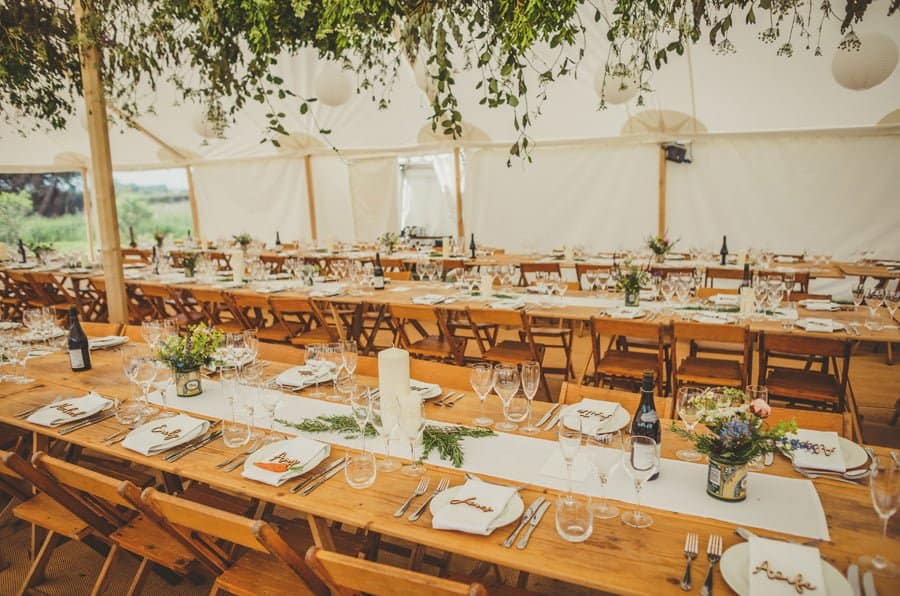 Inside the wedding marquee