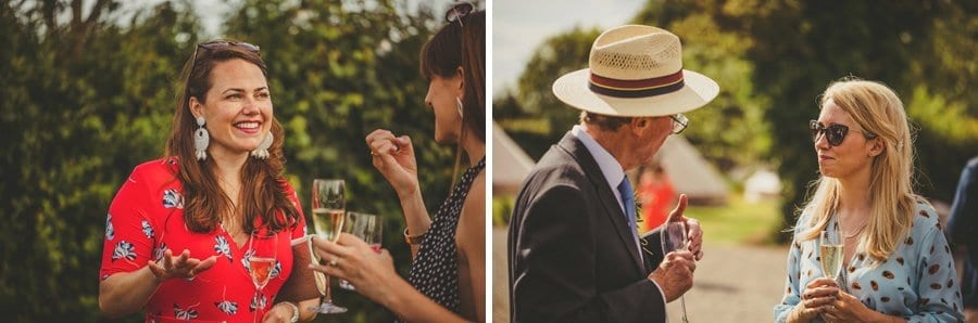 Wedding guests sipping champagne