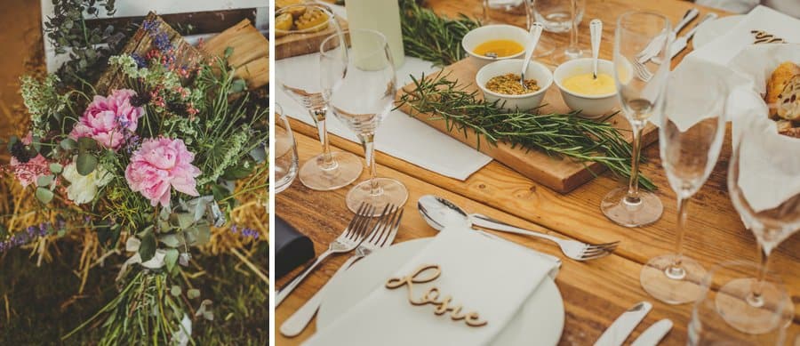 The wedding table and wedding flowers