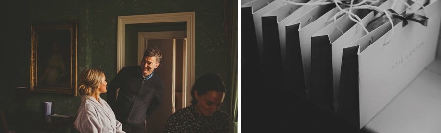 A member of the brides family arrives and smiles at the brides sister