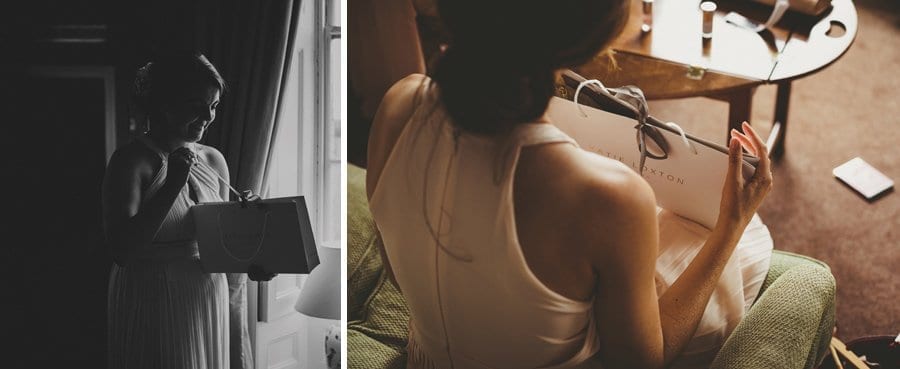 Bridesmaids opening their wedding gifts