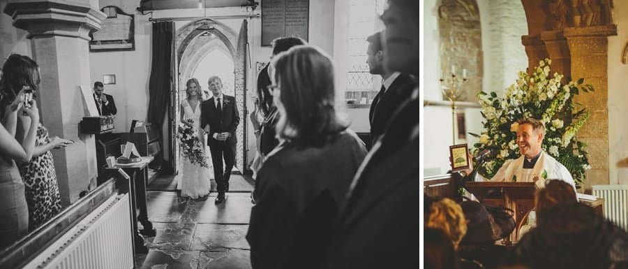 The bride and her father enter the church