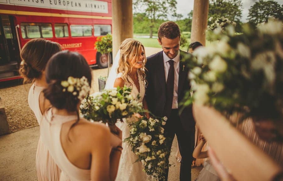 The bride and groom entering Stubton Hall