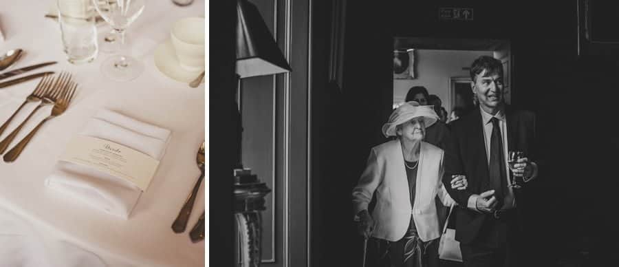 Wedding guests are shown to their table