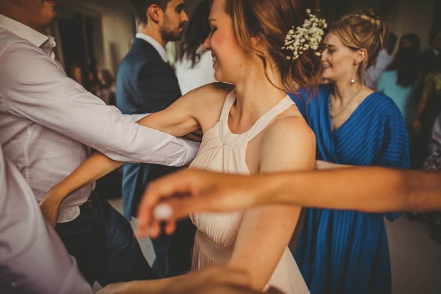 Wedding guests dancing on the dancefloor at Stubton Hall