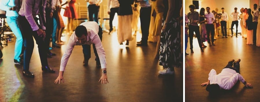 A man throws himself on the dance floor