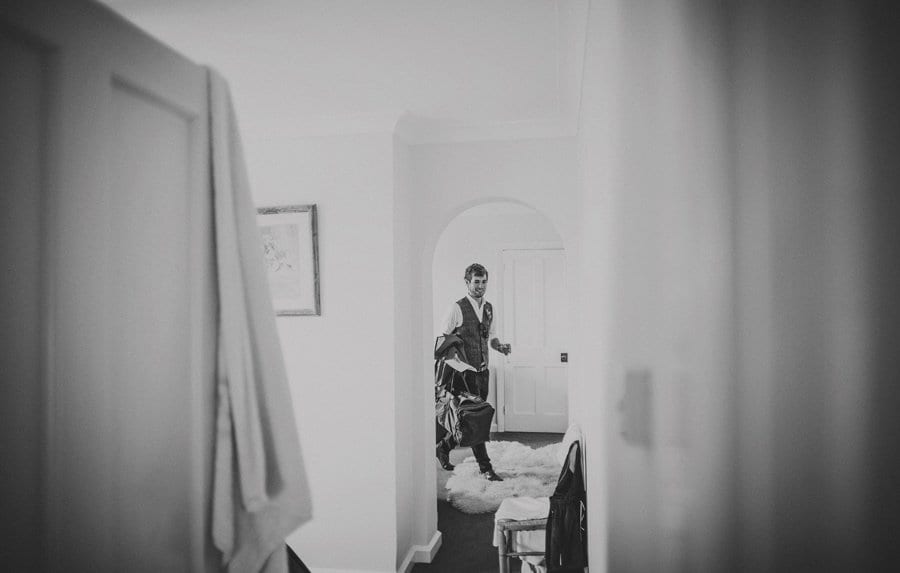 The groom leaves one of the bedrooms