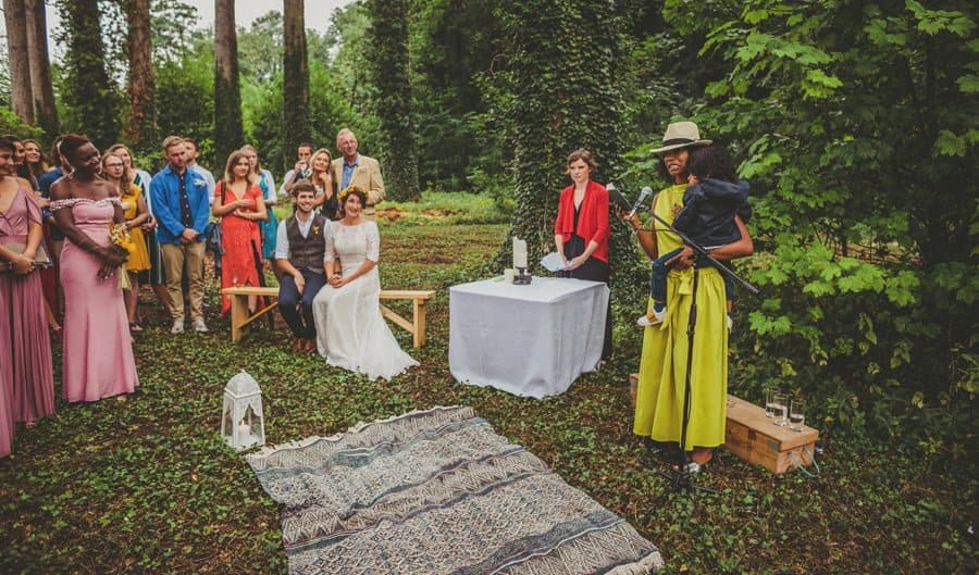 A wedding guests recites a passage from the bible