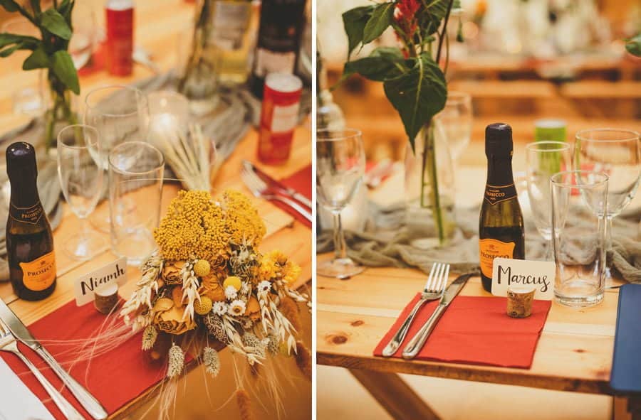 Decorations on the tables inside the yurt