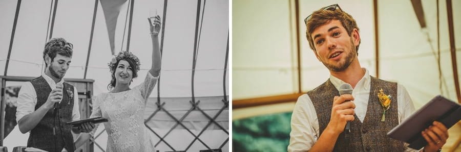 The groom speaks to the wedding guests