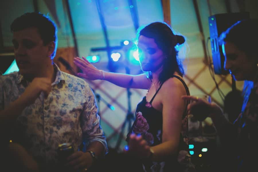 Wedding guests dancing