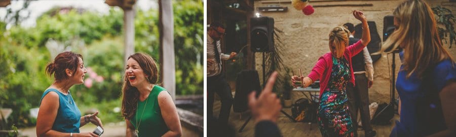 A lady laughs with another lady