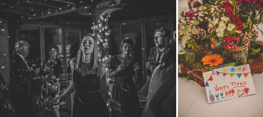 Wedding guests dancing