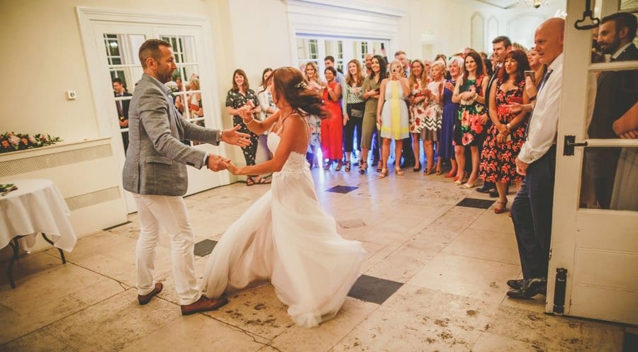 The bride and groom dance as husband and wife at a wedding venue in Clifton, Bristol