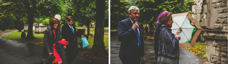 Wedding guests arrive at the Church