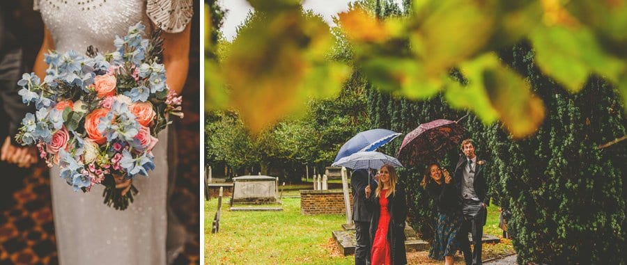 The bride holds her bouquet of flowers