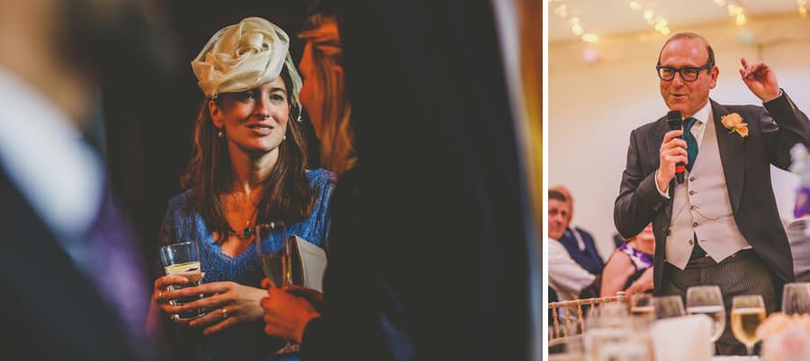 The bride's father delivers his speech to the wedding guests at Fulham Palace