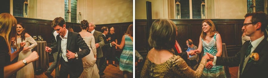 Wedding guests dancing at Fulham Palace