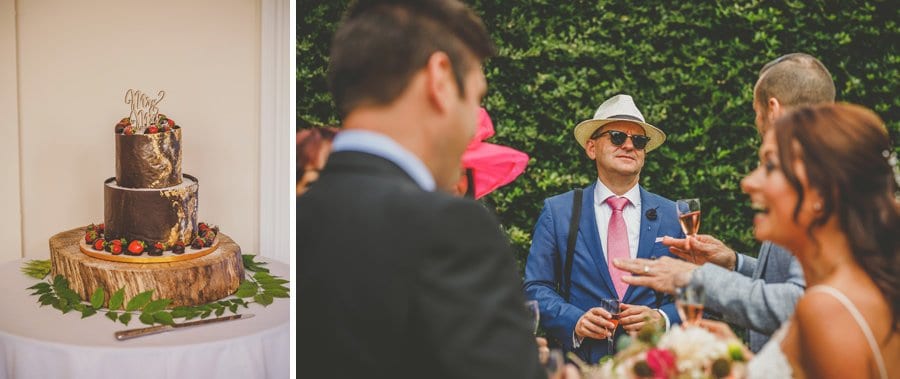 The wedding cake and the best man chats to wedding guests