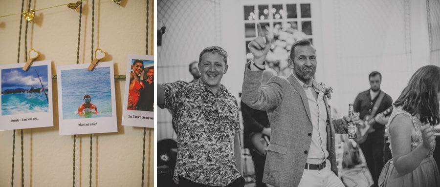 The groom dancing with friends and family