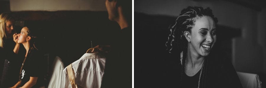 The bride talks to friends and family in her room