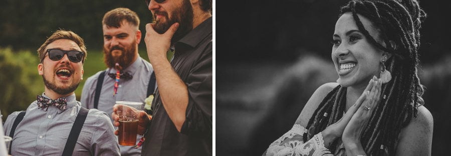 Wedding guests chat amongst themselves